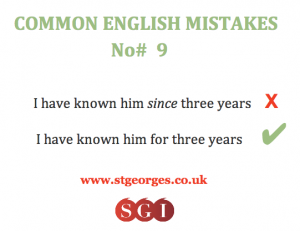 Common grammar mistakes 9 - I have known him for 3 years